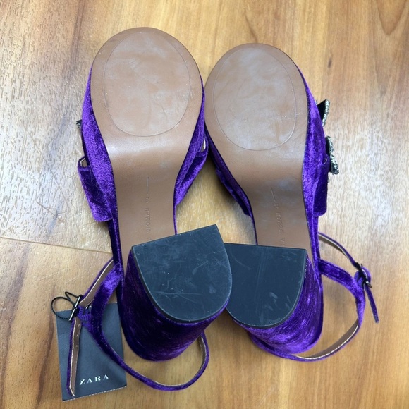 Zara Purple Velvet Platform Heels - Picture 11 of 13